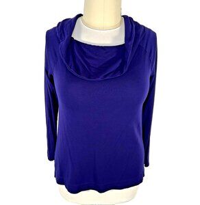 Chico's Zenergy Tunic Top Women's M (8/10) Purple Long Sleeve Cowl Nck Mock Hood